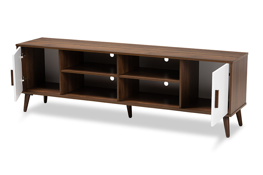 Baxton Studio Quinn Mid Century Modern Two Tone White and Walnut