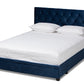 baxton studio caronia modern and contemporary navy blue velvet fabric upholstered 2 drawer king size platform storage bed | Modish Furniture Store-2