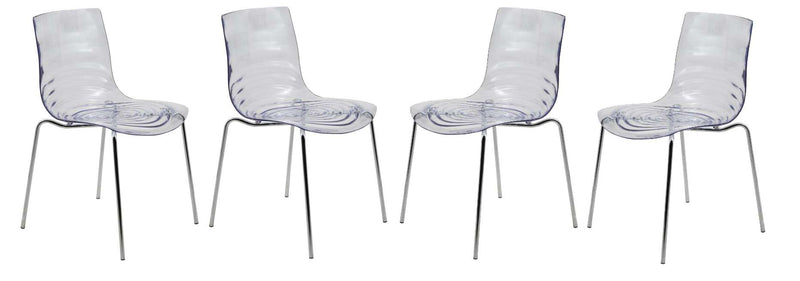 LeisureMod Astor Water Ripple Design Dining Chair Set of 4 | Dining Chairs | Modishstore