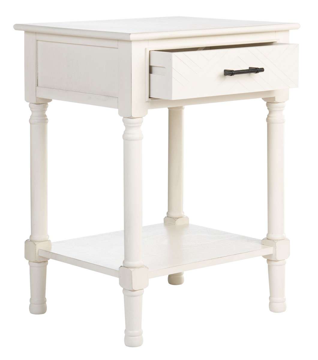 Safavieh Peyton 1 Drawer Accent Table - Distressed White | Accent Tables | Modishstore - 2