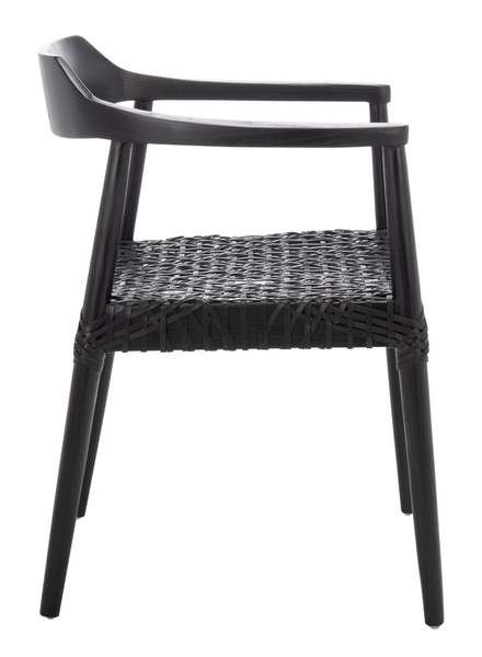 Safavieh Munro Leather Woven Accent Chair - Black (Sungkai Wood Frame) | Accent Chairs | Modishstore - 2