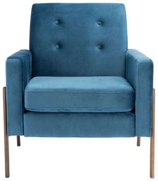 Safavieh Roald Sofa Accent Chair - Blue Velvet | Accent Chairs | Modishstore - 2