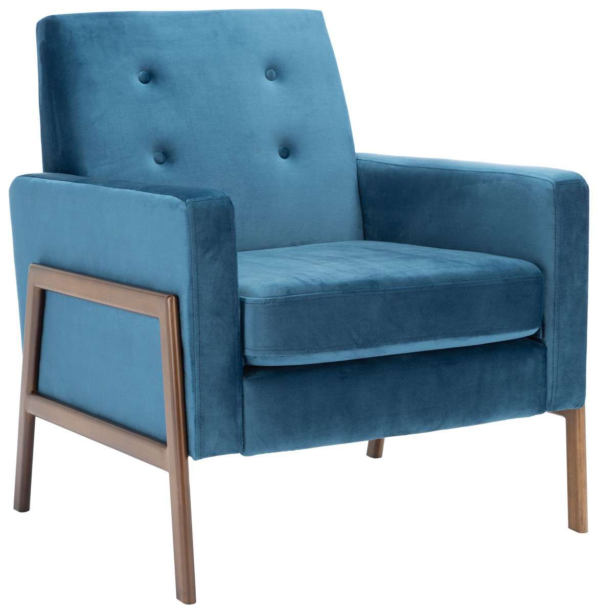 Safavieh Roald Sofa Accent Chair - Blue Velvet | Accent Chairs | Modishstore - 3