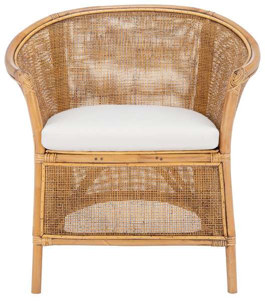 Safavieh Jessica Rattan Accent Chair W/ Cushion - Honey Brown Wash | Accent Chairs | Modishstore