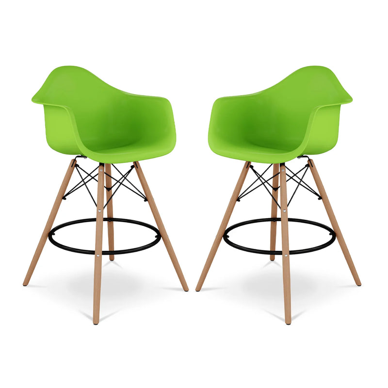 Pyramid Counter Stool With Arms, Green By World Modern Design | Counter Stools | Modishstore - 6