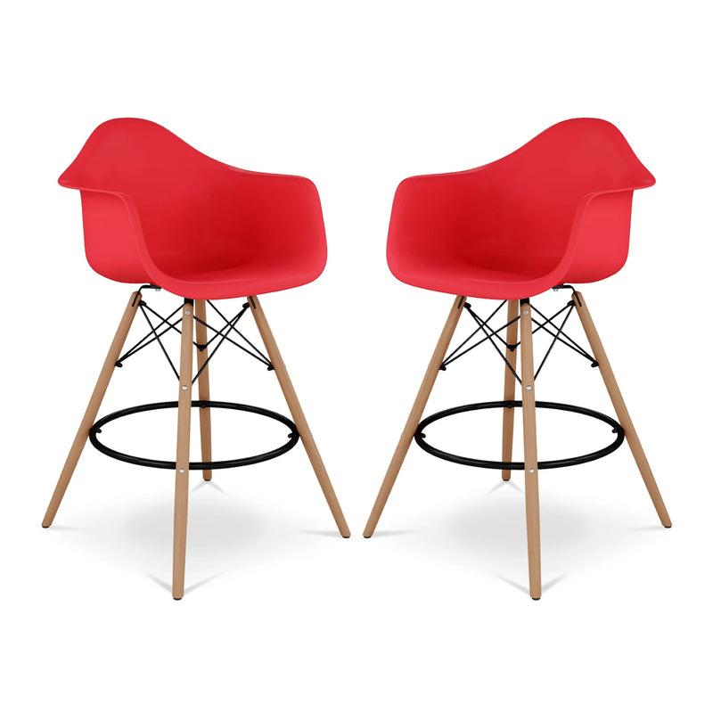 Pyramid Counter Stool With Arms, Red By World Modern Design | Counter Stools | Modishstore - 6