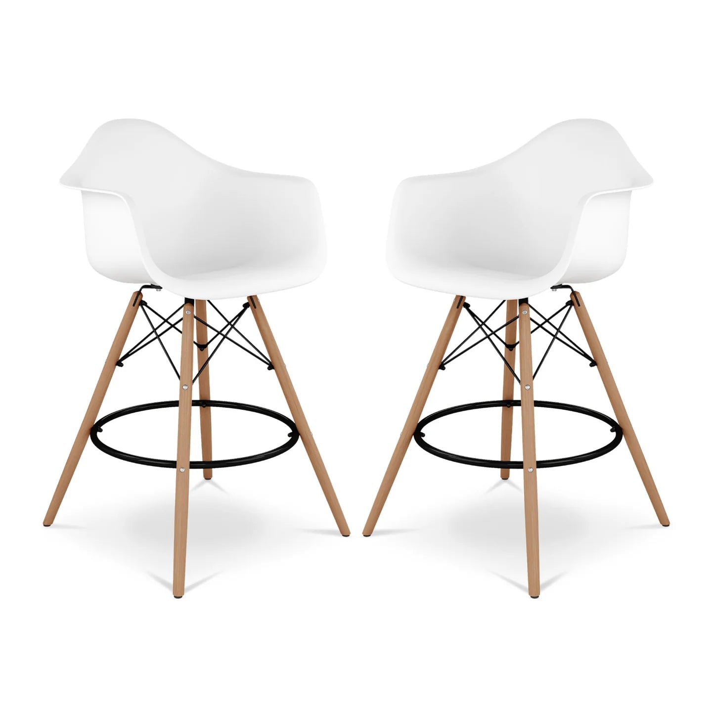 Pyramid Counter Stool With Arms, White By World Modern Design | Counter Stools | Modishstore - 6