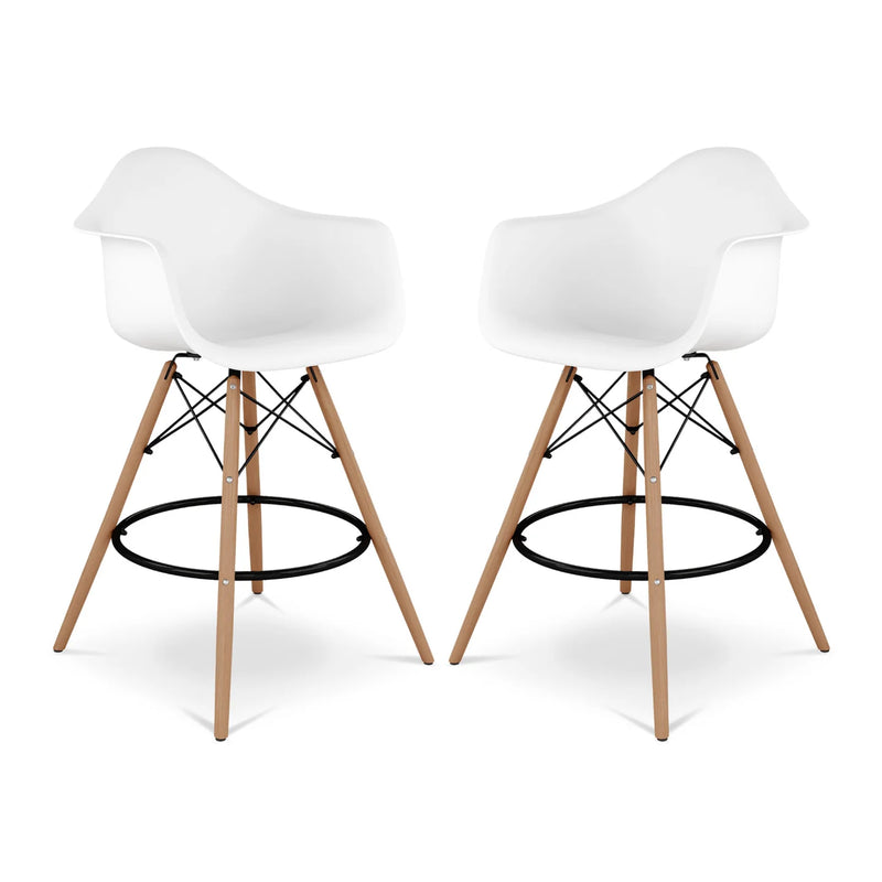 Pyramid Counter Stool With Arms, White By World Modern Design | Counter Stools | Modishstore - 6