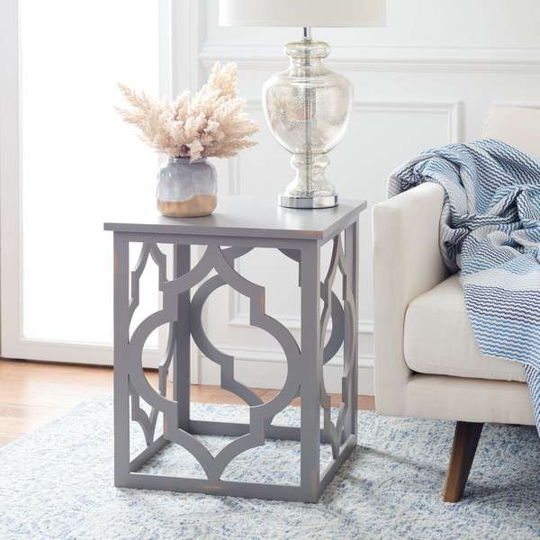 Safavieh Milo Trellis Gold Leaf End Table - Taupe | Accent Tables | Modishstore