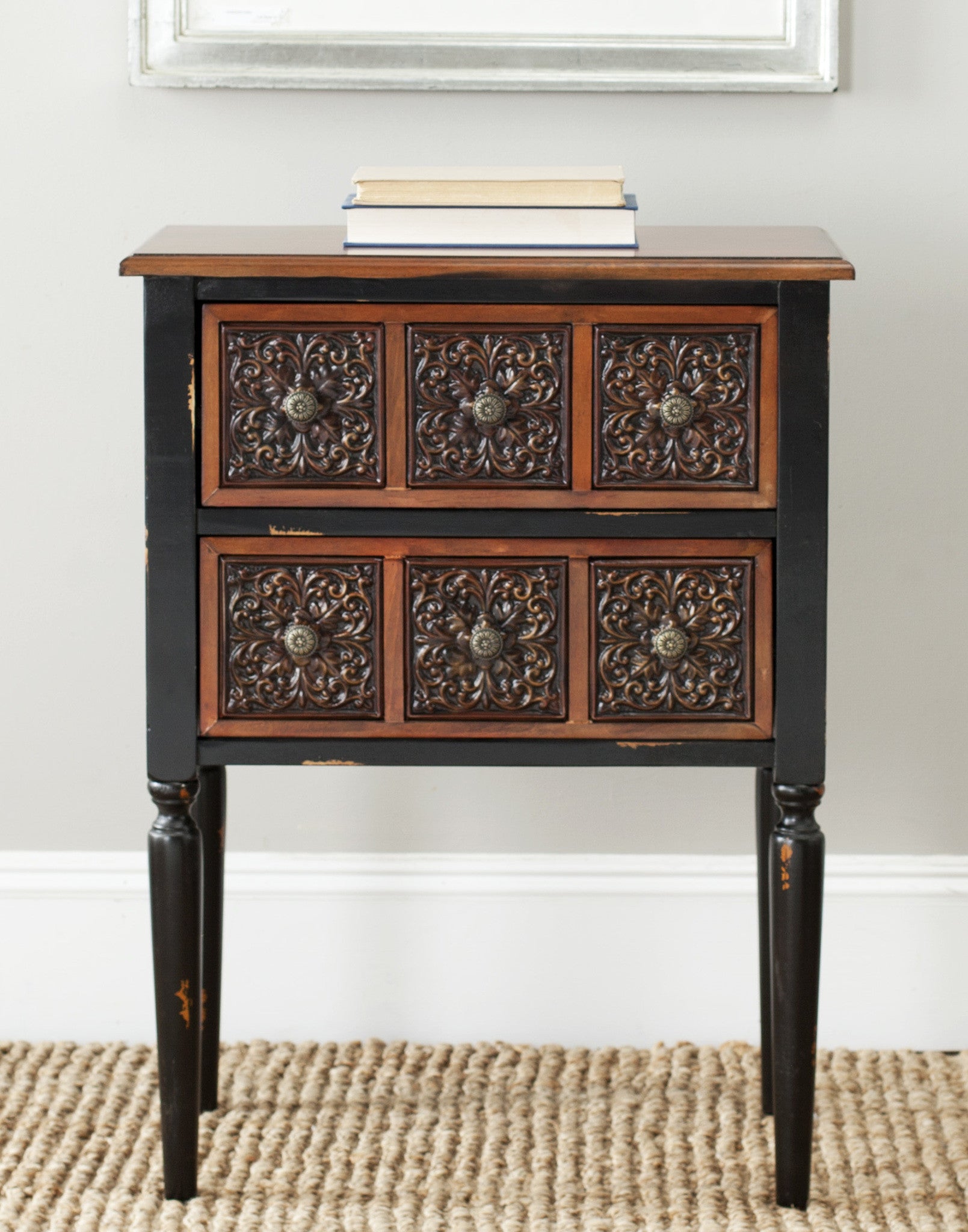 Safavieh Kenneth 2 Drawer Side Table Brown Natural Modish Store