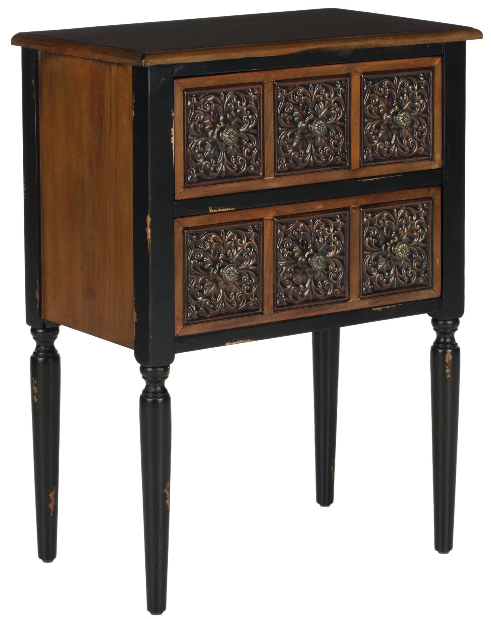 Safavieh Kenneth 2 Drawer Side Table Brown Natural Modish Store