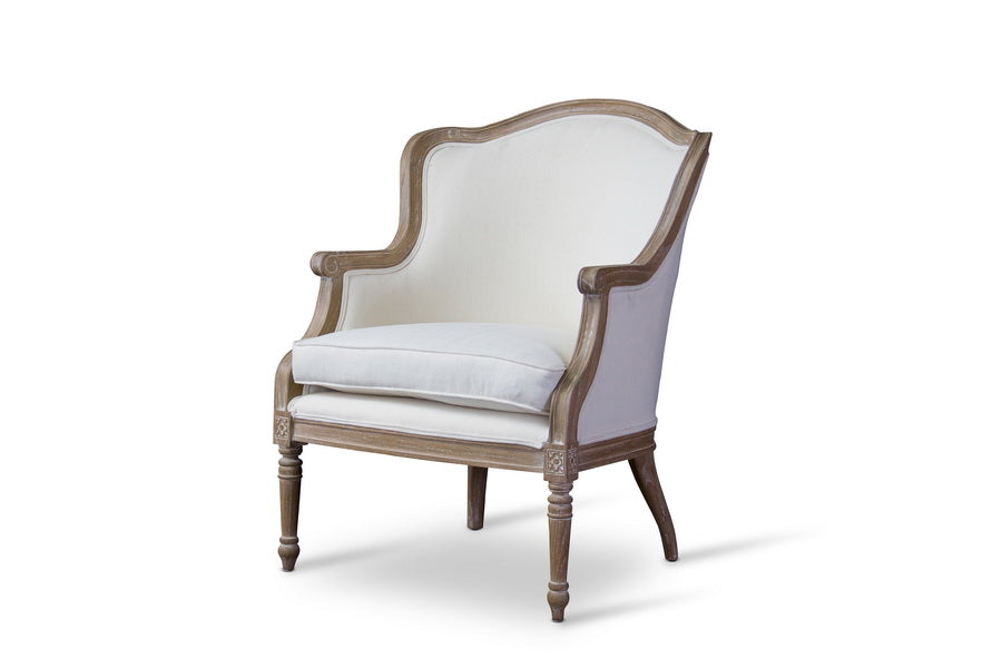 Baxton Studio Charlemagne Traditional French Accent Chair Oak