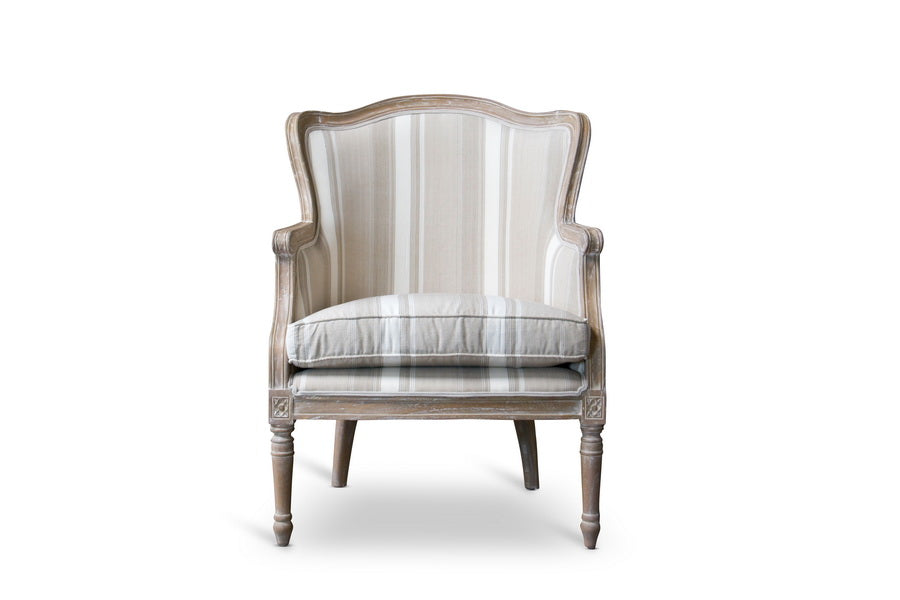 Baxton Studio Charlemagne Traditional French Accent Chair Oak