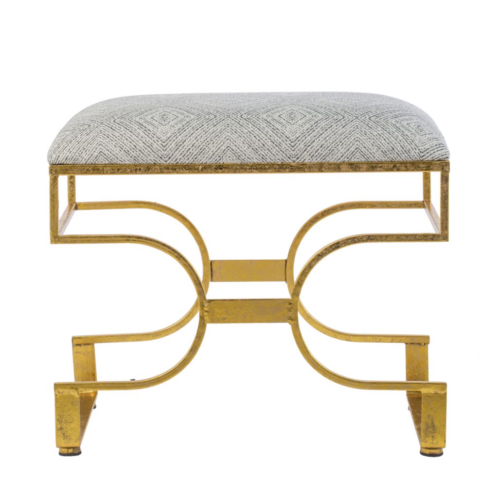 A&B Home Gold Iron Upholstered Bench | Benches | Modishstore - 2