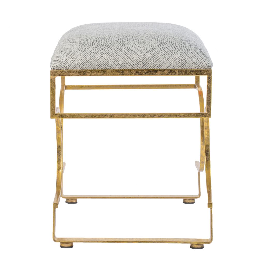 A&B Home Gold Iron Upholstered Bench | Benches | Modishstore - 3