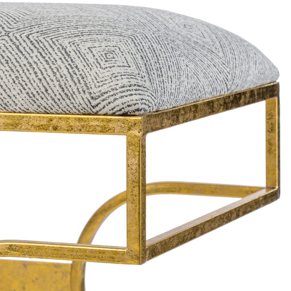 A&B Home Gold Iron Upholstered Bench | Benches | Modishstore - 4