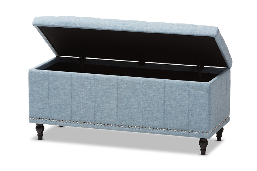 baxton studio kaylee modern classic beige fabric upholstered button tufting storage ottoman bench | Modish Furniture Store-10