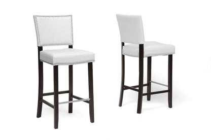 Baxton Studio Aries Dark Brown Modern Bar Stool with Nail Head Trim (Set of 2) | Bar Stools | Modishstore - 5