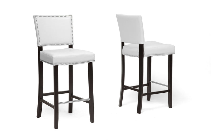 Baxton Studio Aries Dark Brown Modern Bar Stool with Nail Head Trim (Set of 2) | Bar Stools | Modishstore - 5