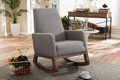 Baxton Studio Yashiya Mid-century Retro Modern Grey Fabric Upholstered Rocking Chair