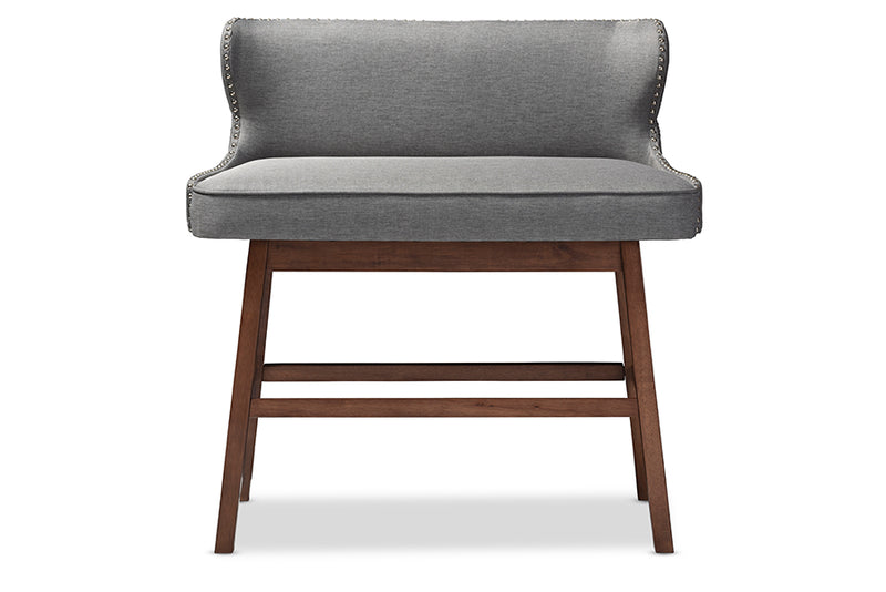 Baxton Studio Gradisca Modern and Contemporary Grey Fabric Button-tufted Upholstered Bar Bench Banquette | Modishstore | Bar Furniture