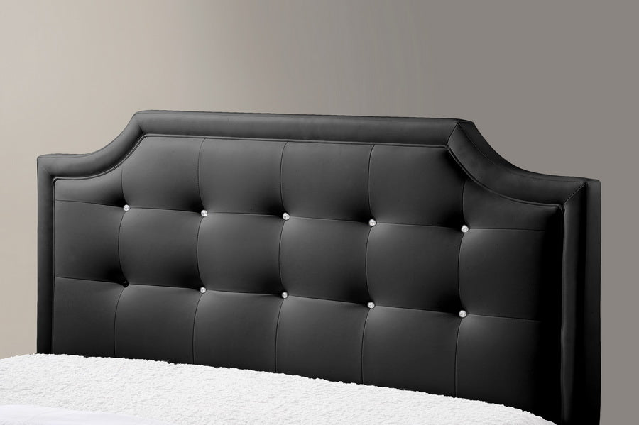 Baxton Studio Carlotta Black Modern Bed with Upholstered Headboard