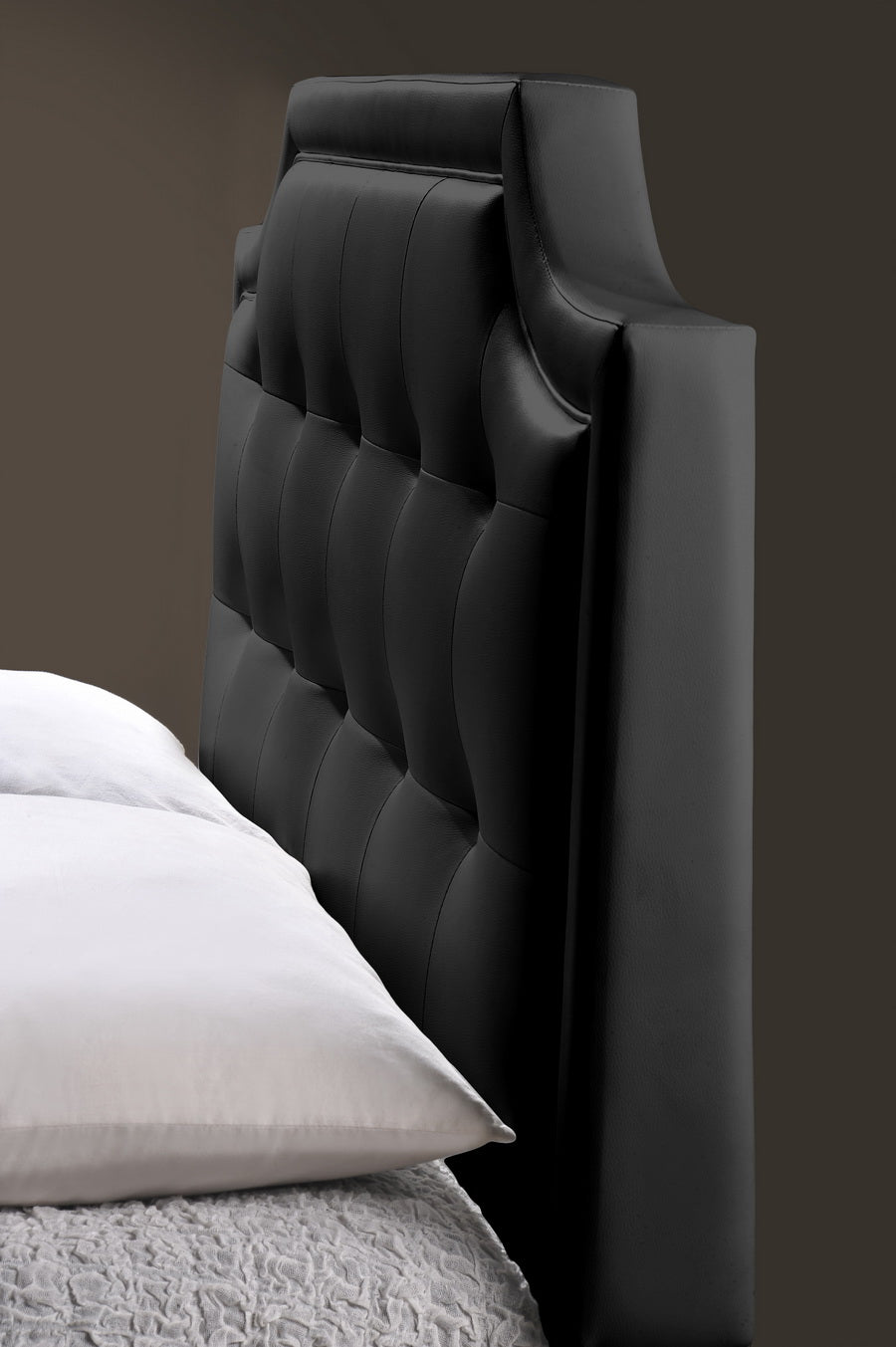 Baxton Studio Carlotta Black Modern Bed with Upholstered Headboard