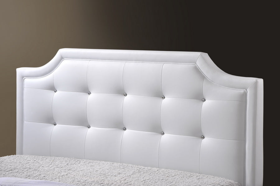 Baxton Studio Carlotta White Modern Bed with Upholstered Headboard