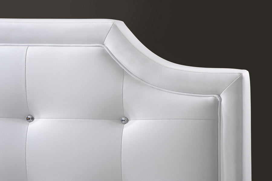 Baxton Studio Carlotta White Modern Bed with Upholstered Headboard