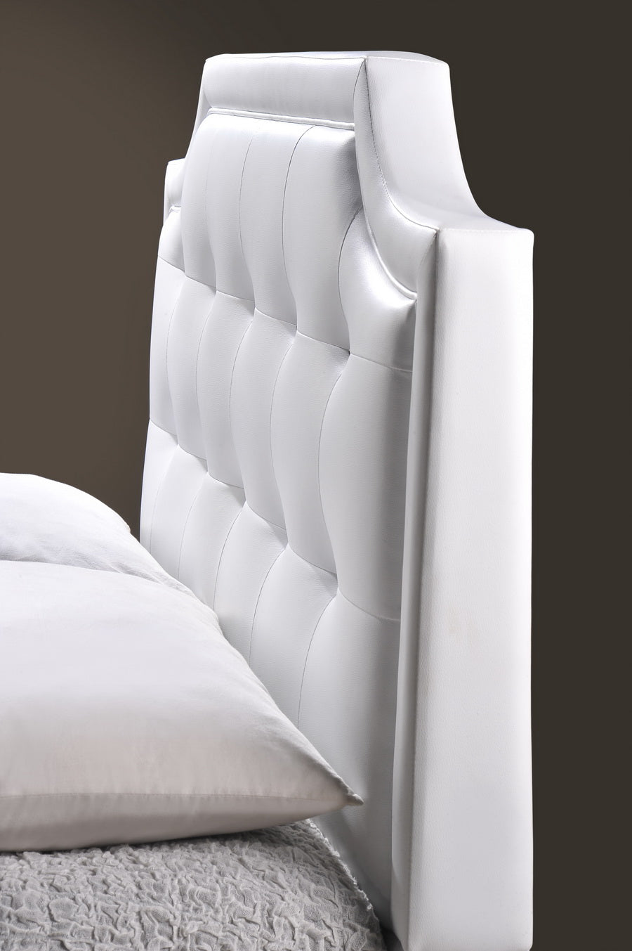 Baxton Studio Carlotta White Modern Bed with Upholstered Headboard