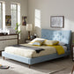 Baxton Studio Hannah Mid-Century Modern Sky Blue King Size Fabric Platform Bed | Modishstore | Beds