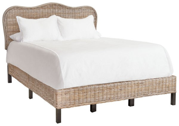 Safavieh Daejon Rattan Bed Full Size - Grey | Beds | Modishstore - 3