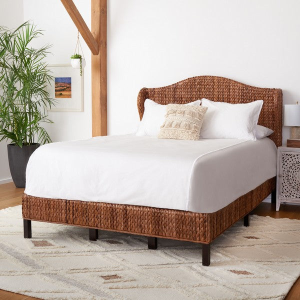 Safavieh Finola Rattan Bed Queen Size - Brown | Beds | Modishstore