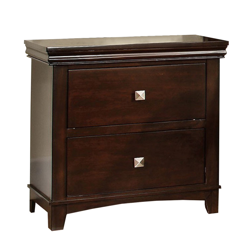 Pebble Transitional Nightstand, Brown Cherry Finish By Benzara | Nightstands | Modishstore - 2