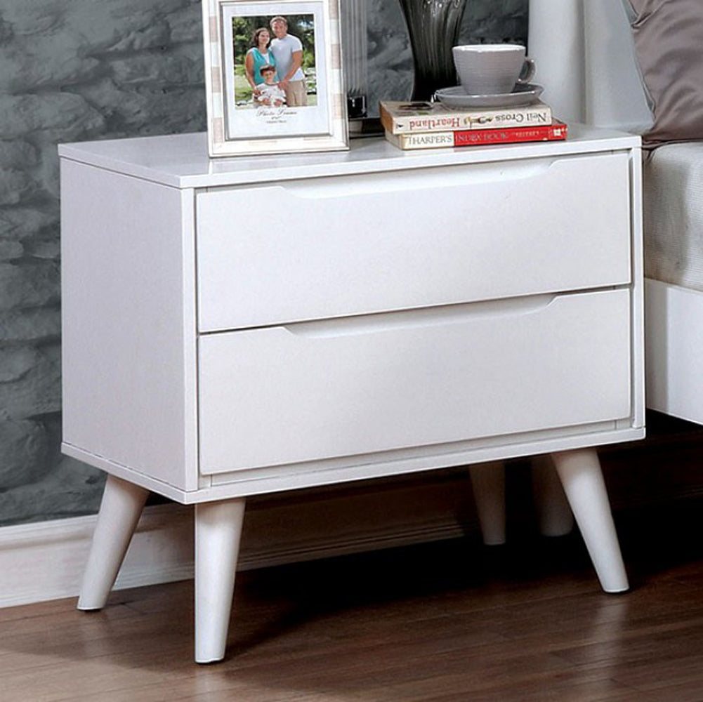 Lennart Ii Mid-Century Modern Nightstand, White Finish  By Benzara | Nightstands |  Modishstore  - 2