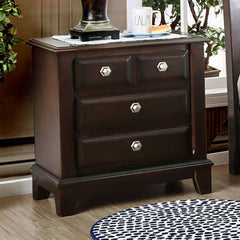 Litchville Contemporary Night Stand In Brown Cherry Finish By Benzara