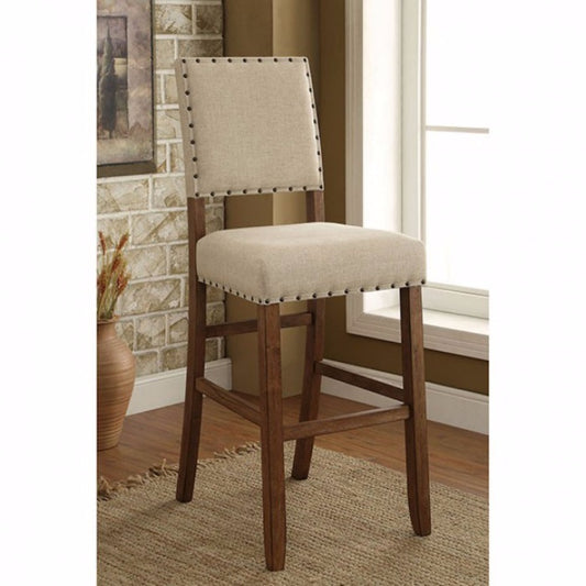 Sania Rustic Bar Chair In Ivory Linen, Set Of 2  By Benzara | Armchairs |  Modishstore 