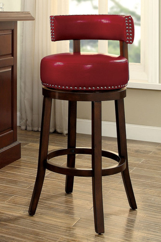 Shirley 29" Barstool Withpu Cushion, Red Finish, Set Of 2 By Benzara | Bar Stools |  Modishstore  - 2