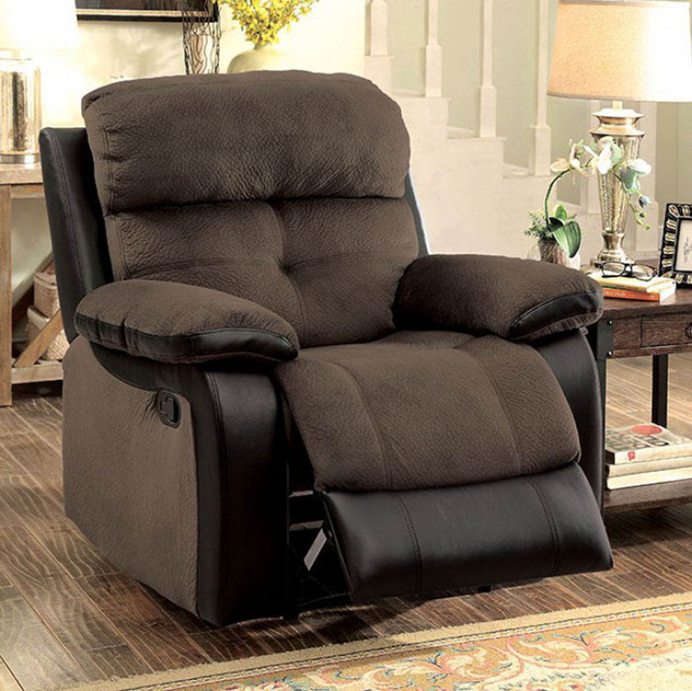 Hadley I Transitional 1 Recliner Chair, Brown  By Benzara | Chairs & Recliners |  Modishstore  - 3