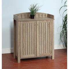 Slatted Pattern Shoe Cabinet With Molded Top, Brown By Benzara