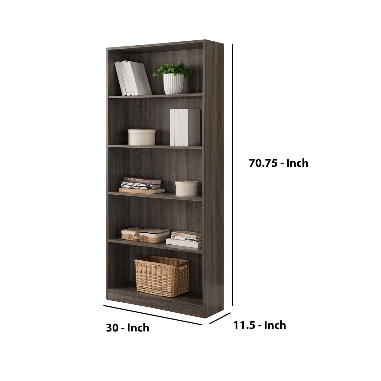 Splendid Space Efficient Bookcase, Gray By Benzara | Bookcases |  Modishstore  - 6