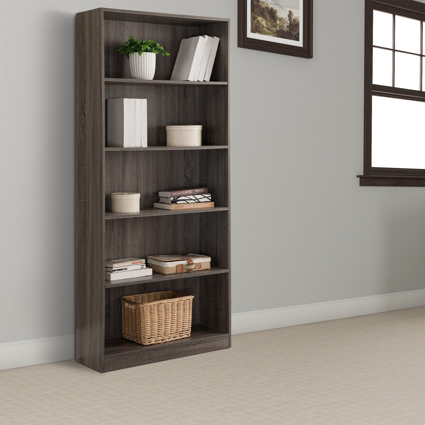 Splendid Space Efficient Bookcase, Gray By Benzara | Bookcases |  Modishstore  - 4