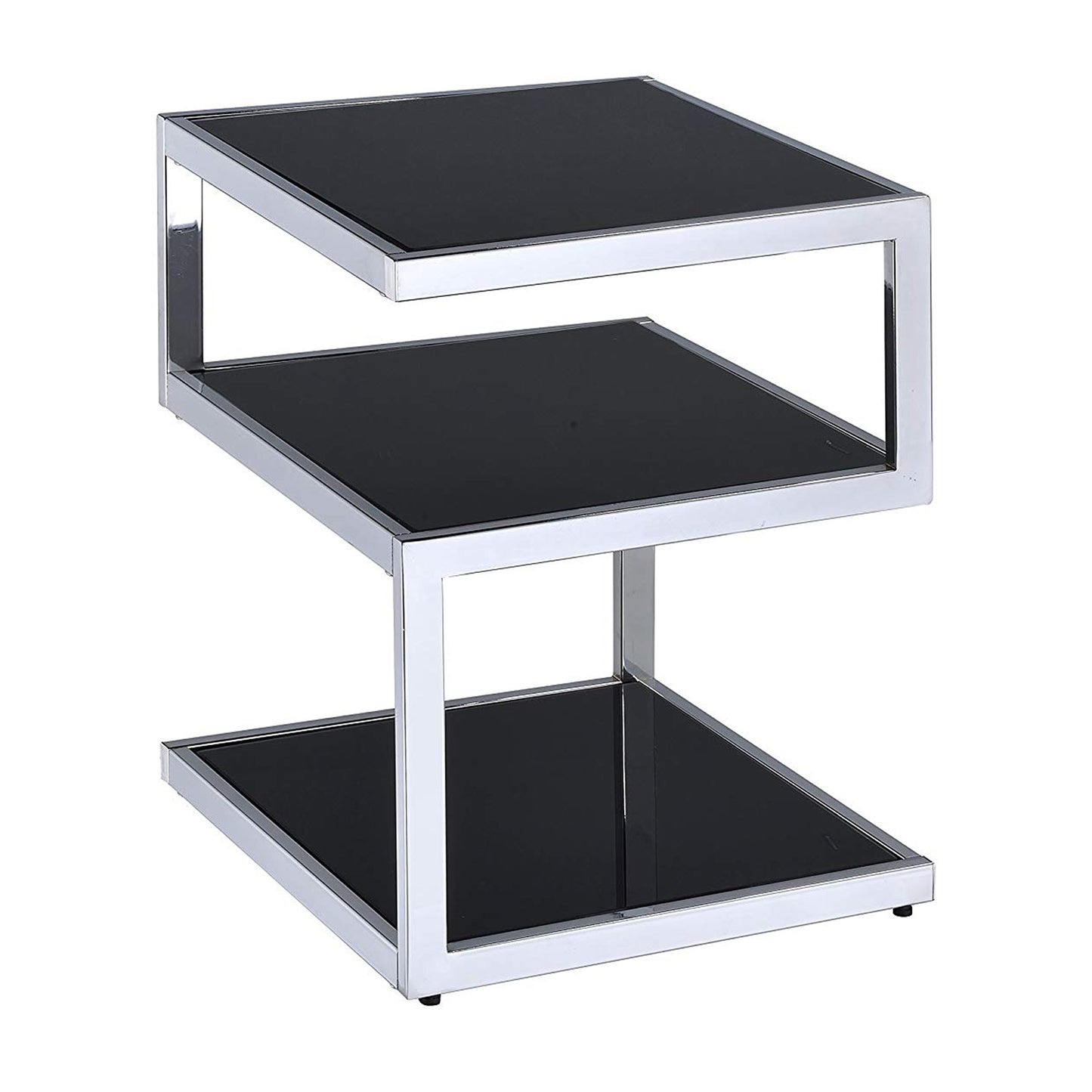 Alyea End Table, Black Glass & Chrome By Benzara | Side Tables | Modishstore - 6