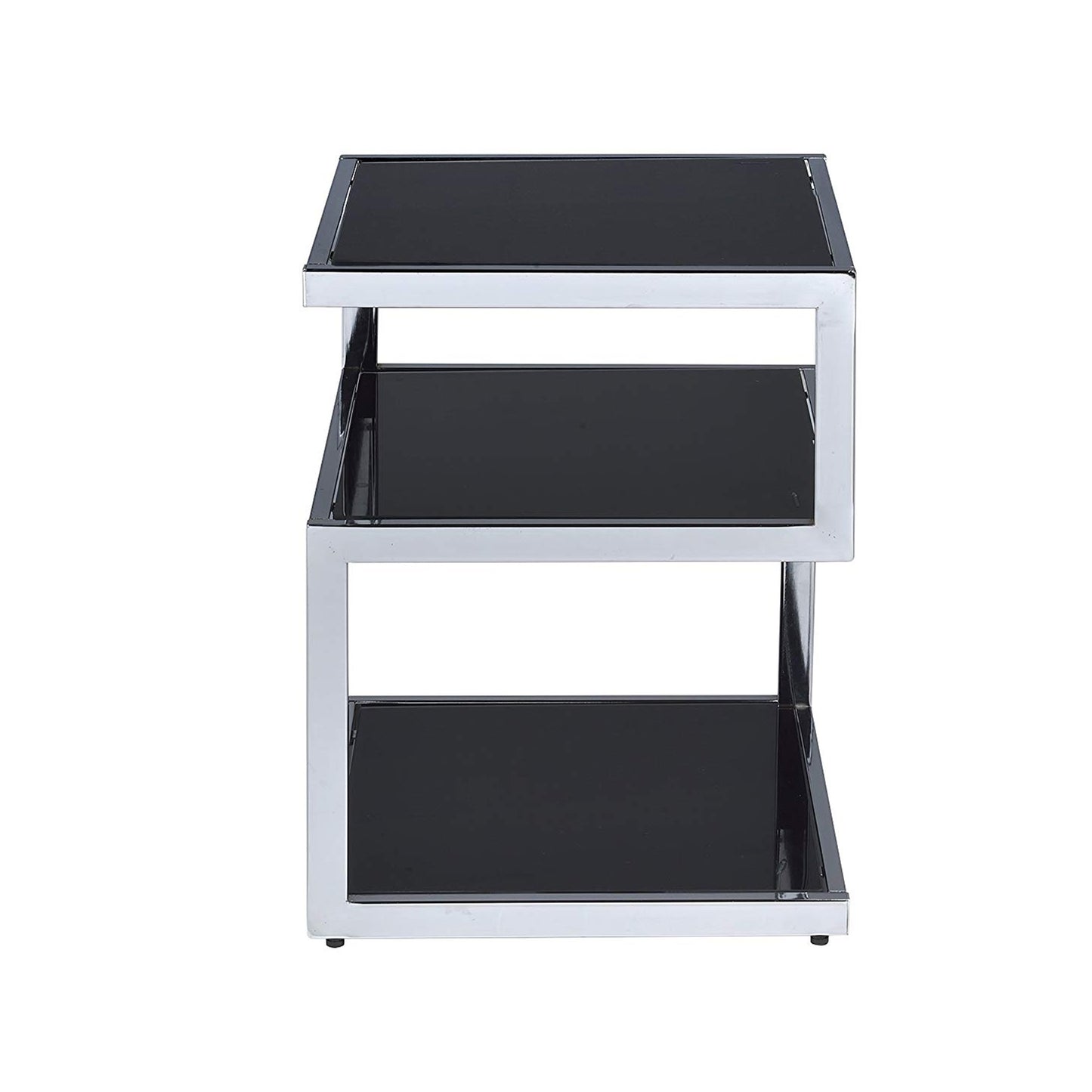 Alyea End Table, Black Glass & Chrome By Benzara | Side Tables | Modishstore - 2