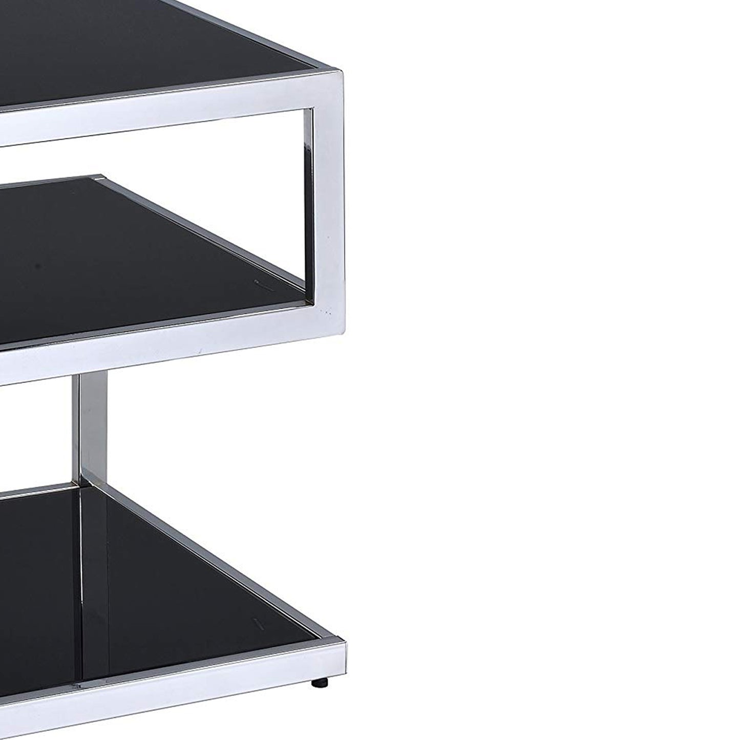 Alyea End Table, Black Glass & Chrome By Benzara | Side Tables | Modishstore - 4