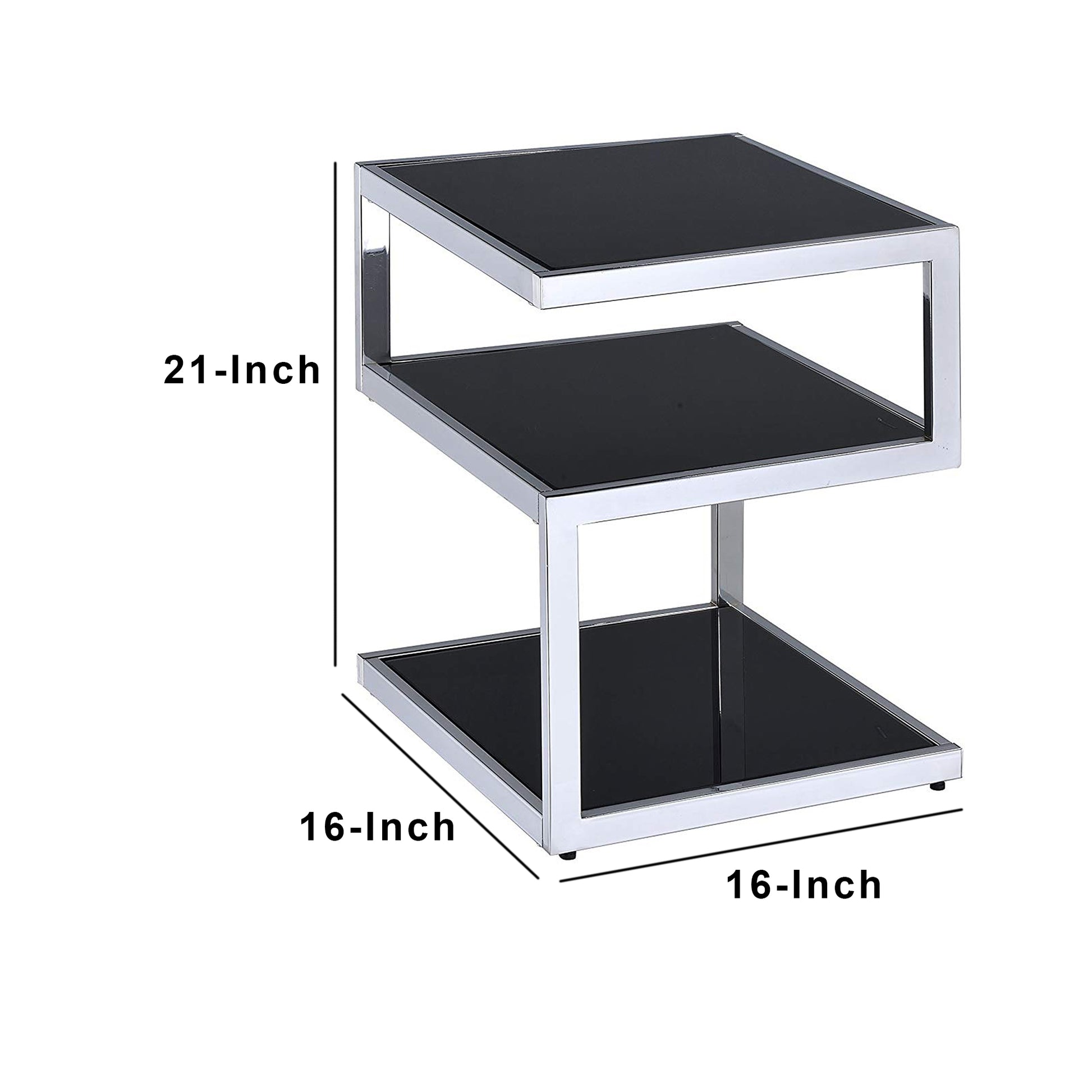 Alyea End Table, Black Glass & Chrome By Benzara | Side Tables | Modishstore - 5