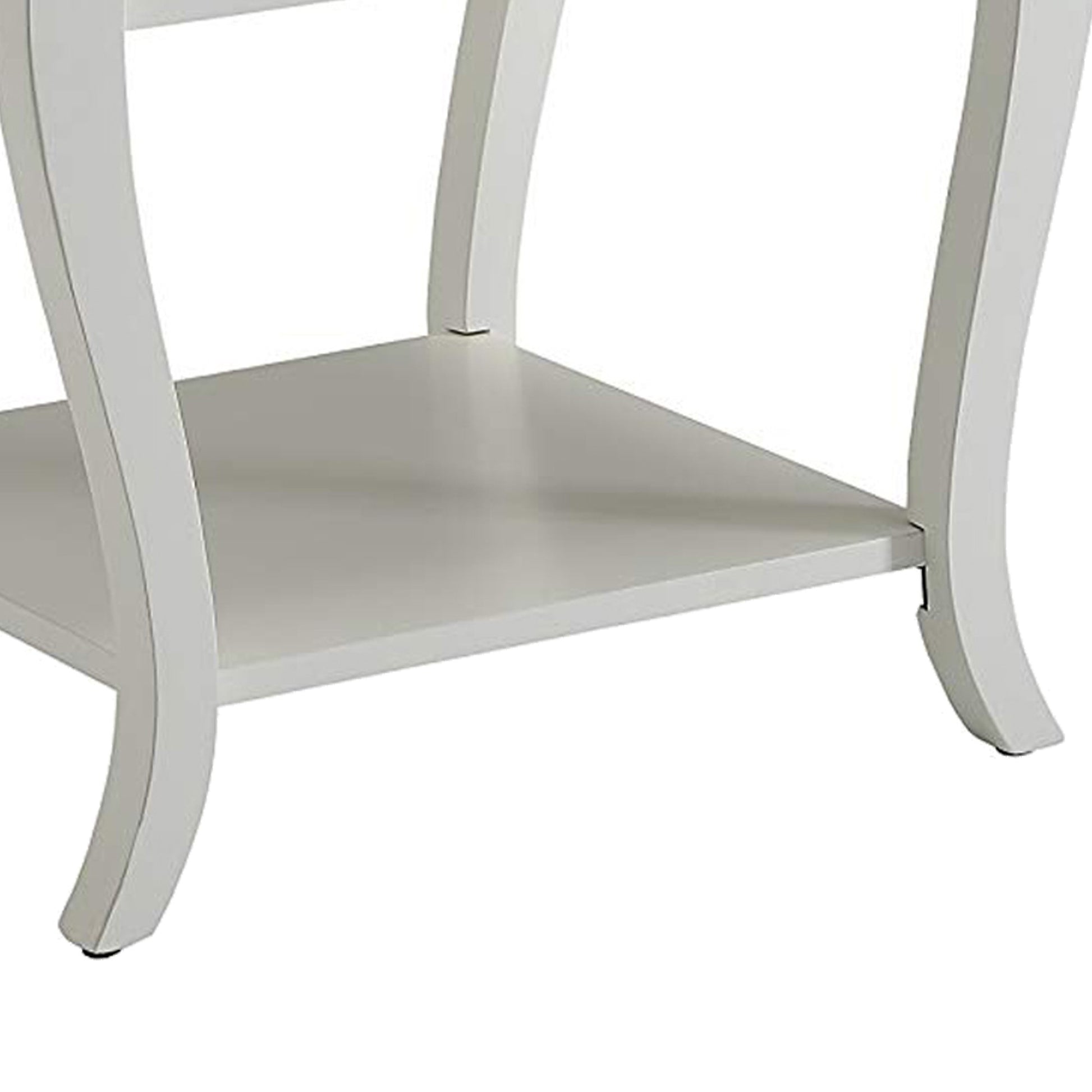 Wooden End Table With 2 Open Shelves And Cabriole Legs, White  By Benzara | Side Tables |  Modishstore  - 4