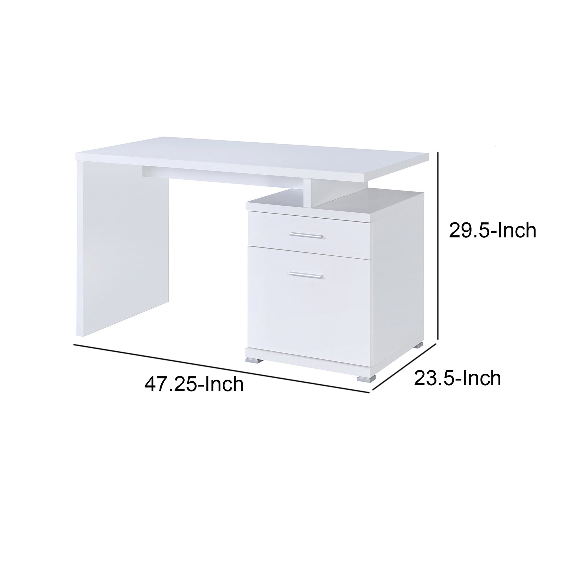 Gorgeous White Wooden Desk With Cabinet  By Benzara | Desks |  Modishstore  - 6