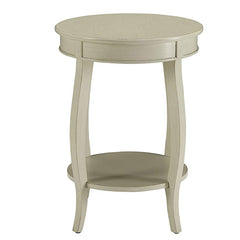 24 Inch Round Side Table With Open Bottom Shelf, White  By Benzara