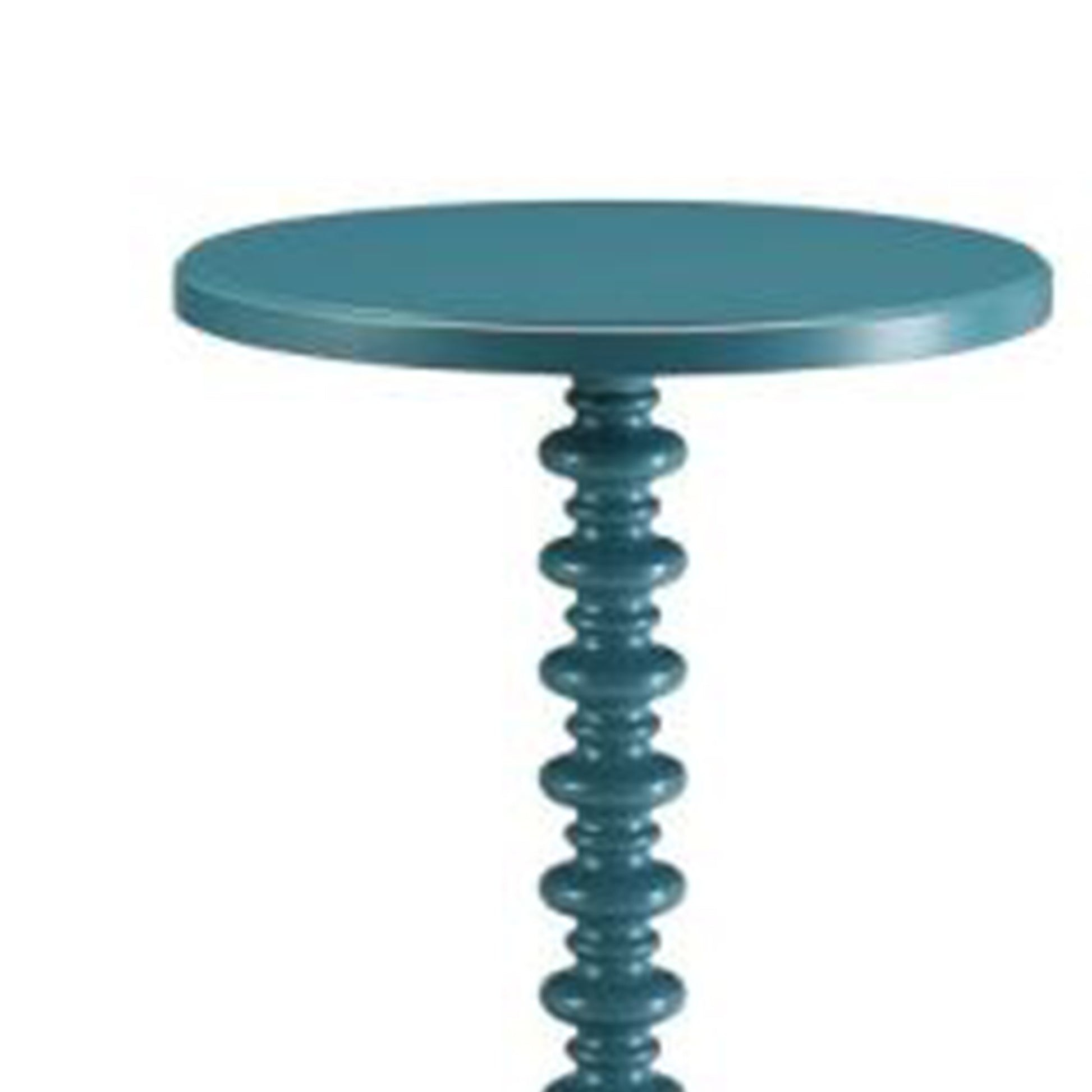 Astonishing Side Table With Round Top, Teal Blue  By Benzara | Side Tables |  Modishstore  - 2